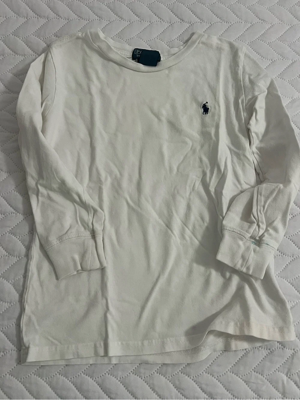 Ralph Lauren White Long-Sleeve Tee with Navy Pony